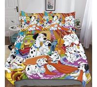 KRIVS 101 Dalmatians 3 Piece Set Printed Duvet Cover Bed Set, Bedding Set, Soft Comforter Cover With Zipper Quilt Cover & Pillowcaseswith Zipper Closure Microfiber Double（200x200cm）