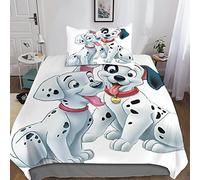 KRIVS 101 Dalmatians 3D Printed Duvet Cover Set Bedding Set,Hidden Zipper Microfiber Soft Comforter Cover,Boys 3 Pieces Bedding Set Quilt Cover Single（135x200cm）