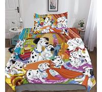 KRIVS 101 Dalmatians Bedding Set,3D Duvet Cover with Pillowcases, for Soft Microfiber Quilt Cover with Zipper Closure 3 Piece Set Single（135x200cm）