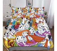 KRIVS 101 Dalmatians Duvet Cover Bedding Set for Kids Boys Soft Microfiber Quilt Cover 3 Piece Set with Zipper Closure Double（200x200cm）