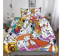 KRIVS 101 Dalmatians Duvet Cover with Pillowcases 3D Printed Bedding Set with Zipper Closure Unique Design Anti-allergic Quilt Cover Single（135x200cm）