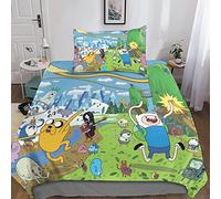 KRIVS Adventure Time 3 Pieces Duvet Cover Set 3D Printed Bedding Quilt Duvet Cover with Zipper Closure for, Ultra Soft Microfiber Bedding Single(135x200cm)