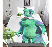 KRIVS Monsters Inc Sullivan Bedding Set Duvet Cover Soft Microfiber Hidden Zipper Quilt Cover with 3D Print Design for Kids Teenagers Adult 3 Pcs Single(135x200cm)