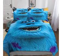 KRIVS Monsters Inc Sullivan Duvet Cover Set 3D Bedding Sets Microfibre Quilt Cover with Zipper Closure 3 Piece Set Comforter Cover Double(200x200cm)