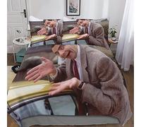 KRIVS Mr Bean Duvet Cover Bedding Set,3D Duvet Cover with Pillowcases, for Soft Microfiber Quilt Cover with Zipper Closure 3 Piece Set King(220x240cm)