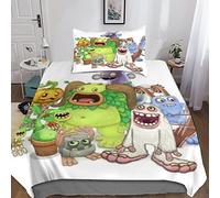 KRIVS My Singing Monsters 3D Bedding Set - Microfiber Comforter & Quilt Cover Set with Zipper Closure (Single, 135x200cm)
