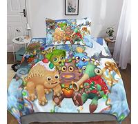 KRIVS My Singing MonstersDuvet Cover Set 3D Printed Quilt Cover Microfiber Bedding Set Ultra Soft Hypoallergenic Comforter Cover with Zipper Closure for Teen Adult Single（135x200cm）
