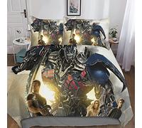 KRIVS Transformers 3D Comforter Set for Duvet Bedding Bedspread with Pillow Shams - Microfiber Bed Cover Zipper 3 Piece Set - Quilt Cover Double (200x200cm)