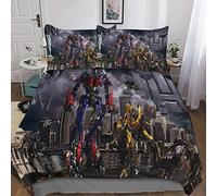 KRIVS Transformers 3D Print Duvet Cover Set Bedding Sets with Hidden Zipper Closure,Microfiber Polyester Comforter Quilt Cover For Teen Boys 3 Piece Set King(220x240cm)