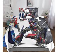 KRIVS Transformers 3D Print Duvet Cover Set Bedding Sets with Hidden Zipper Closure,Microfiber Polyester Comforter Quilt Cover For Teen Boys 3 Piece Set Single(135x200cm)