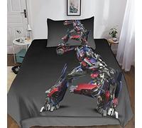 KRIVS Transformers 3D Printed Bedding Set for Children Teens Duvet Cover Set with Pillowcase Microfiber Quilt Cover with Zipper Closure Single(135x200cm)