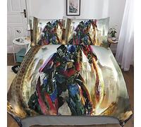 KRIVS Transformers 3D Printed Bedding Set for Children Teens Duvet Cover Set with Pillowcase Microfiber Quilt Cover with Zipper Closure Double(200x200cm)