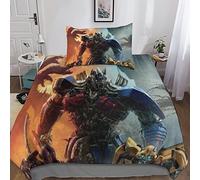 KRIVS Transformers Bedding Set,3D Duvet Cover with Pillowcases, for Soft Microfiber Quilt Cover with Zipper Closure 3 Piece Set Single(135x200cm)