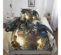 KRIVS Transformers Bedding Set Boys Girls 3D Printed Duvet Cover Sets Kids,Hidden Zipper,Bed Cover,with Pillowcase Quilt Cover Single(135x200cm)