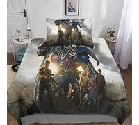 KRIVS Transformers Bedding Set Duvet Cover Soft Microfiber Quilt Cover with 3D Print Design for Kids Teenagers Adult 3 Piece Set with Zipper Closure Single(135x200cm)