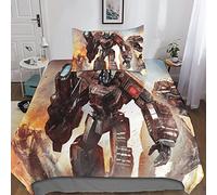 KRIVS Transformers Bedding Sets 3D Comforter Cover Duvet Cover Set For Kids Decor Quilt Cover 3 Piece Set with Zipper Closure Soft Microfiber Single(135x200cm)