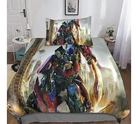 KRIVS Transformers Bedding Sets 3D Comforter Cover Duvet Cover Set For Kids Decor Quilt Cover 3 Piece Set with Zipper Closure Soft Microfiber Single(135x200cm)