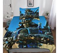 KRIVS Transformers Duvet Cover Bedding Set,3D Duvet Cover with Pillowcases, for Soft Microfiber Quilt Cover with Zipper Closure 3 Piece Set Single(135x200cm)