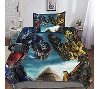 KRIVS Transformers Duvet Cover Set 3D Printed Decorative Bedding Quilt Cover Hidden Zipper Bedding Sets Comforter Cover Kids Adult Teens Single(135x200cm)