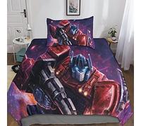 KRIVS Transformers Duvet Set Bedding, 3 Piece Set Duvet Cover Easy Care, Quilt Cover Pillow Cases with Zipper Closure Soft Microfiber Single（135x200cm）
