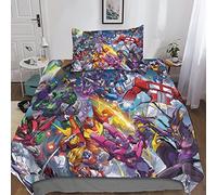 KRIVS Transformers Printed Duvet Cover Set Soft Microfiber Bedding Set for Adults Teenager Kids 3Pcs Quilt Cover with Zipper Closure for Home Decoration Single(135x200cm)