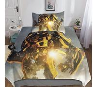 KRIVS TransformersDuvet Cover Set 3D Bedding Set Comforter Cover Set Bedspread Cover Microfiber 3 Piece Set Quilt Cover with Zipper Closure Soft Single(135x200cm)
