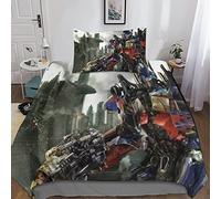 KRIVS TransformersDuvet Cover Set 3D Bedding Set Decorative Microfiber Polyester Comforter Cover with Pillow Shams, Zipper, 3 Piece Set Quilt Cover Single(135x200cm)
