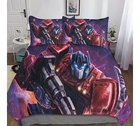 KRIVS TransformersDuvet Cover Set 3D Printed Quilt Cover Microfiber Bedding Set Ultra Soft Hypoallergenic Comforter Cover with Zipper Closure for Teen Adult Double(200x200cm)