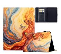 KRjcsfhy Case for Samsung Galaxy Tab S10 FE Plus/S10 FE+ 13.1-Inch PU Leather Folio Flip Lightweight Cover with Pen Holder, Card Slot Stand Functions Tablet Case,Butterfly Flame
