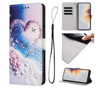 KRjcsfhy for Honor X6B/X6A Case Leather, Honor X6B/X6A Phone Case Painted Leather Shockproof Full Protection Book Wallet Flip Folio Cover with Inner Magnetic Kickstand,Love Butterfly