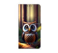 KRjcsfhy for iPhone 12/12 Pro Case, 3D Painted Shock-Absorption Flip PU Leather Wallet Phone Cases Folio Magnetic Protective Cover with Stand Card Holder Slots for iPhone 12/12 Pro Horned Owl