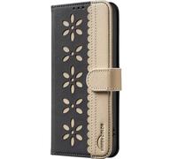 KRjcsfhy for iPhone 17 Pro Max Case Wallet with Credit Card Holder, Lace Flowers Pattern Flip Premium PU Leather Magnetic Closure Shockproof Protective Cover for iPhone 17 Pro Max,black