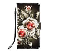 KRjcsfhy for iPhone Air Case, 3D Painted Shock-Absorption Flip PU Leather Notebook Wallet Cases Folio Magnetic Protective Cover Bumper with Stand Card Holder Slots for iPhone Air Gold Rose