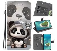 KRjcsfhy for Motorola Edge 60 Fusion Case, Magnetic Protective PU Leather Shockproof Wallet Flip Phone Case with Card Holder Kickstand Cover for Motorola Edge 60 Fusion,Cute Panda