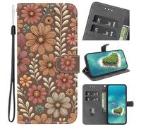KRjcsfhy for Nokia C2 2nd Edition Case, Magnetic Protective PU Leather Shockproof Wallet Flip Phone Case with Card Holder Kickstand Cover for Nokia C2 2nd Edition,Flower