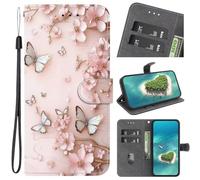 KRjcsfhy for Nokia C22 Case, Magnetic Protective PU Leather Shockproof Wallet Flip Phone Case with Card Holder Kickstand Cover for Nokia C22,White butterfly