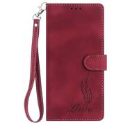 KRjcsfhy for Nokia C22 Case, Premium Flip Shockproof PU Leather Feather Embossed Phone Cases with Card Slots Kickstand Magnetic Protective Wallet Cases for Nokia C22,Red