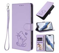 KRjcsfhy for Nokia X30 5G Case, Embossed Cat Shockproof Premium Leather Folio Cover Magnetic Protection Book Wallet Flip with Card Slots Kickstand for Nokia X30 5G Phone Case light purple