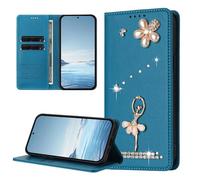 KRjcsfhy for Nothing Phone 3A Pro Case Crystal Glitter Angle Love Leather Flip Wallet Phone Cover Silicone Shockproof Girls Bumper Cover Stand View Cover with Card Slots Phone Case,lake blue