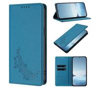 KRjcsfhy for Oneplus 12R 5G Case, PU Leather Embossed Peony Wallet, Magnetic Flip Folio Cover with Card Holders, Shockproof TPU, and Kickstand for for Oneplus 12R 5G,lake blue