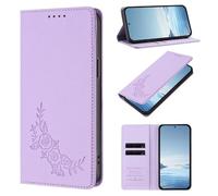 KRjcsfhy for Samsung Galaxy A05S 4G Case, PU Leather Embossed Peony Wallet, Magnetic Flip Folio Cover with Card Holders, Shockproof TPU, and Kickstand for for Samsung Galaxy A05S 4G,light purple
