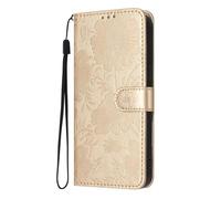 KRjcsfhy for Samsung Galaxy A26 /A17 Case, Embossed Flowers PU Leather Wallet Book Folio Flip Stand View Magnetic Multi-Pattern Cover compatible with Samsung Galaxy A26 /A17 Phone Case,golden