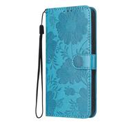 KRjcsfhy for Samsung Galaxy A26 /A17 Case, Embossed Flowers PU Leather Wallet Book Folio Flip Stand View Magnetic Multi-Pattern Cover compatible with Samsung Galaxy A26 /A17 Phone Case,blue