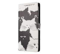 KRjcsfhy for Vivo V50 Lite 5G Case, 3D Painted Shock-Absorption Flip PU Leather Notebook Wallet Phone Cases Magnetic Protective Cover with Stand Card Holder Slots for Vivo V50 Lite 5G black white cat