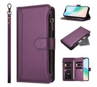 KRjcsfhy for Wiko T20 Case, Flip PU Leather Zipper Shockproof Book Wallet Phone Cases Folio Magnetic Protective Cover with Stand Card Holder Slots for Wiko T20 Purple
