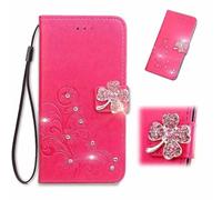 KRjcsfhy for ZTE Blade A76 5G Case, 3D Sparkly Gems Bling Glitter Butterfly Shockproof Flip Case Stand PU Leather Book Wallet Phone Cases Card Slots Magnetic TPU Bumper Cover for ZTE Blade A76 5G red