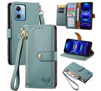KRjcsfhy for ZTE Blade A76 5G Case, Zipper Book Flip Folio Premium Wallet Phone Case Shockproof PU Leather Slim Embossed Love Kickstand Magnet Protective Cover for ZTE Blade A76 5G, green
