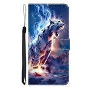 KRjcsfhy Phone Case for iPhone 11 Pro Max with Credit Card Holder, Premium Flowers Leather Cover TPU Bumper Magnetic Stand Flip Wallet Cover for iPhone 11 Pro Max Women Men, White Tiger