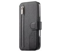 KRjcsfhy Wallet Phone Case for iPhone 12 Pro Max, Premium Leather Case with Card Slots Magnetic Closure Zipper Pocket, Retro Women Ladies Flip Phone Cover for iPhone 12 Pro Max,Black
