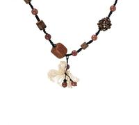 KRJGOERG Ethnic Style Bodhi Flower Necklace for Women Long Woven Flower Sweater Chain Fashion Jewelry Accessories Birthday Gifts